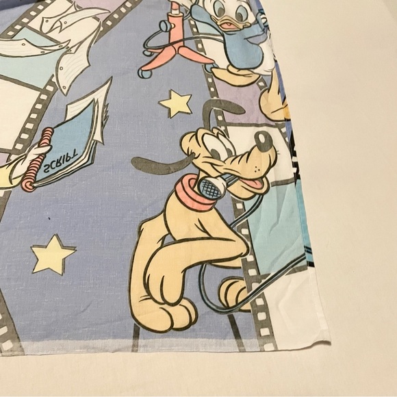 Vintage Mickey Mouse and Friends Twin Flat Sheet Hollywood Film Goofy Minnie - Picture 12 of 16